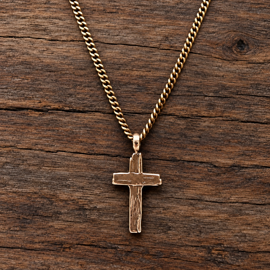 Close view of the wood-grain texture on the Weathered Cross