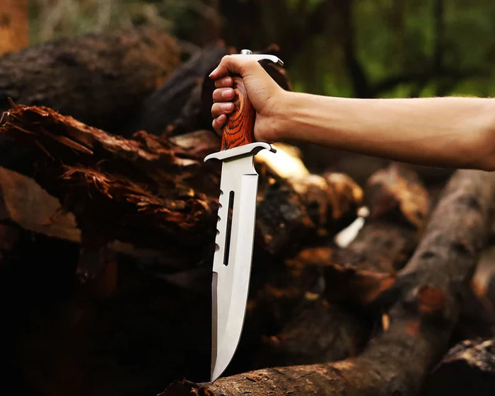 Handmade Stainless Steel blade Rambo Knife With Pakka Wood handle