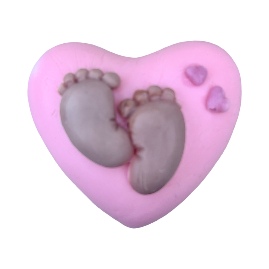 10 Heart Soaps with Newborn Feet Party Favors
