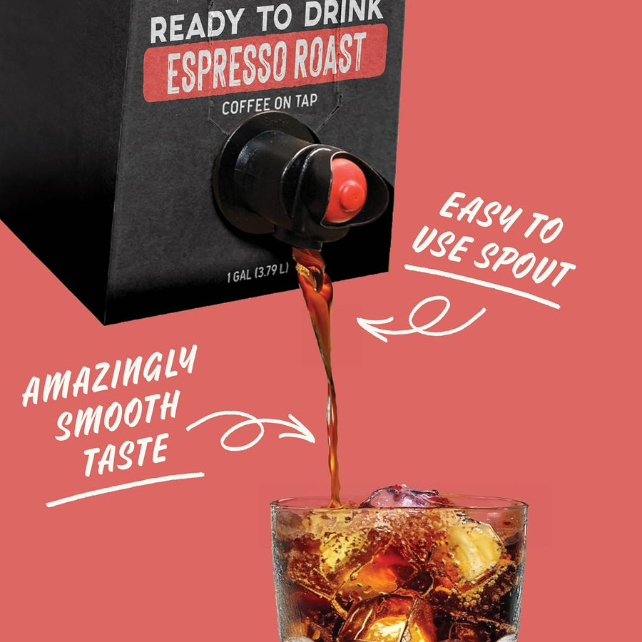 Espresso cold brew dispensing spout in use