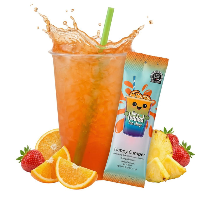Happy Camper loaded tea mix in strawberry and pineapple flavor