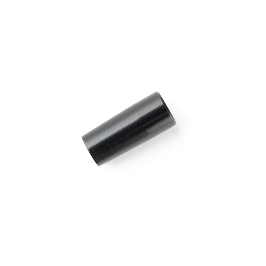 Angled view of an aluminum FMJ arrow footer collar