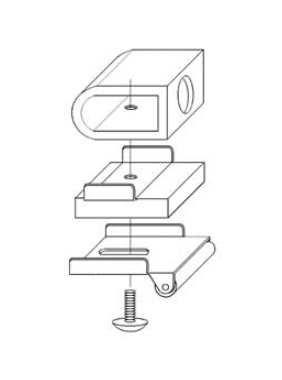 Diagram showing the spacer block between the frame and roller bracket