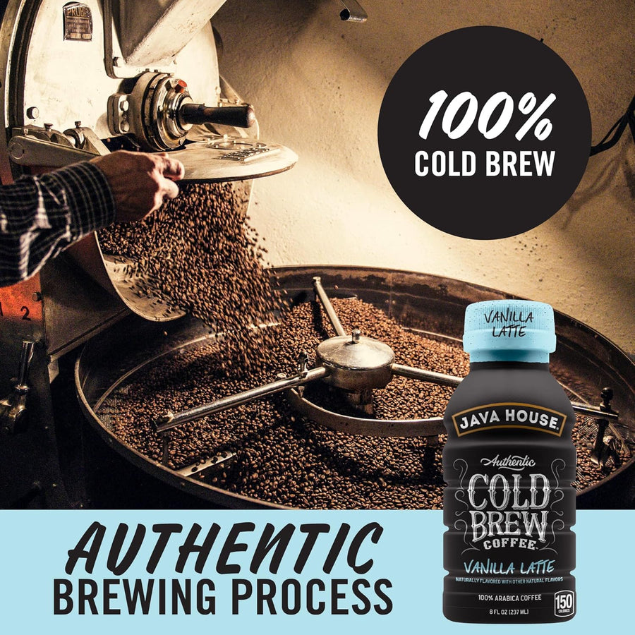 Vanilla latte bottle with cold-brewing process graphic