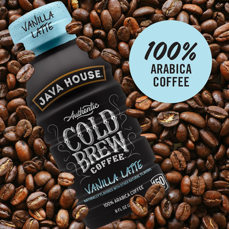 Vanilla latte bottle with Arabica-coffee message