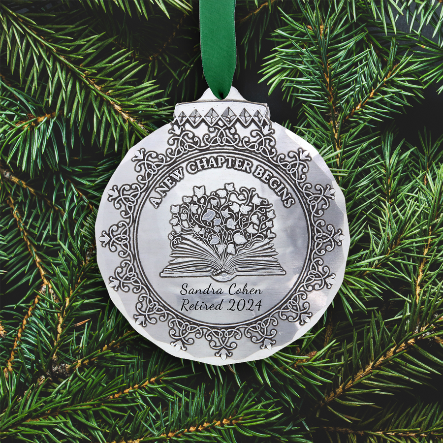 Styled display featuring A New Chapter Begins Ornament
