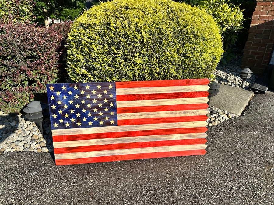 Personalized Wooden American Picket Fence Flag with Ground Stakes — product photo 5