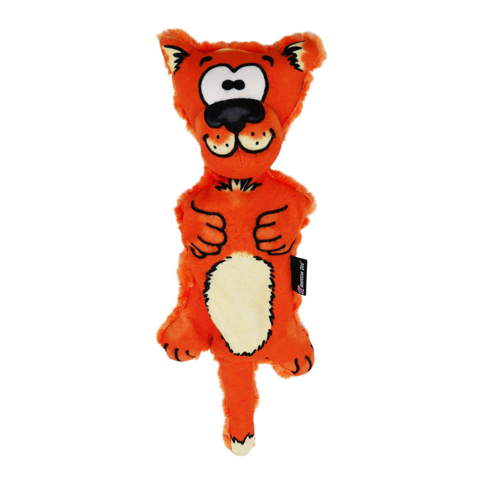 Cliff the Cat orange plush dog toy viewed from the front