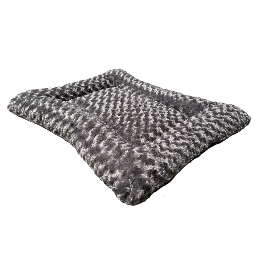 Charcoal Cloud Furvana rectangle bolster dog bed, angled view
