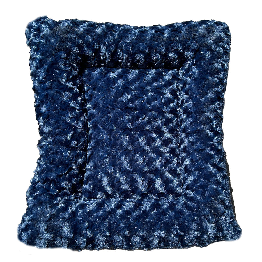 Midnight blue Cloud Furvana rectangle bolster dog bed viewed from above
