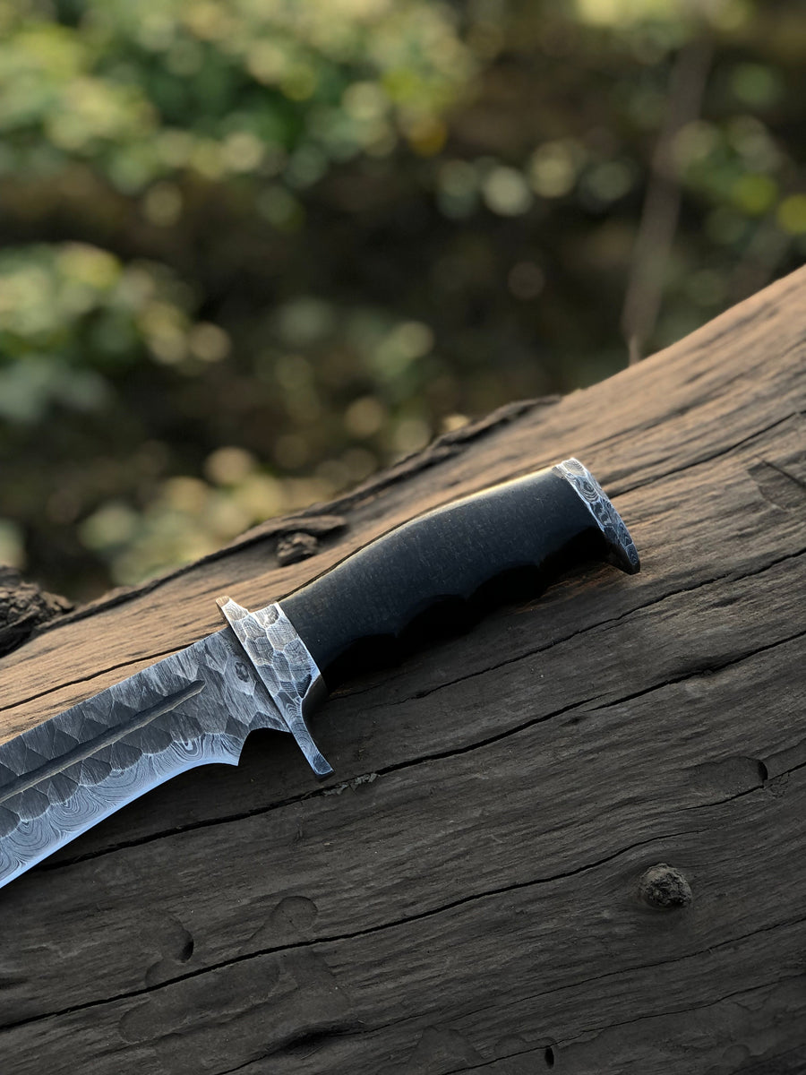 Best Bowie Knife – 13" Handmade Damascus Steel Blade with Resin Horn Handle & Leather Sheath