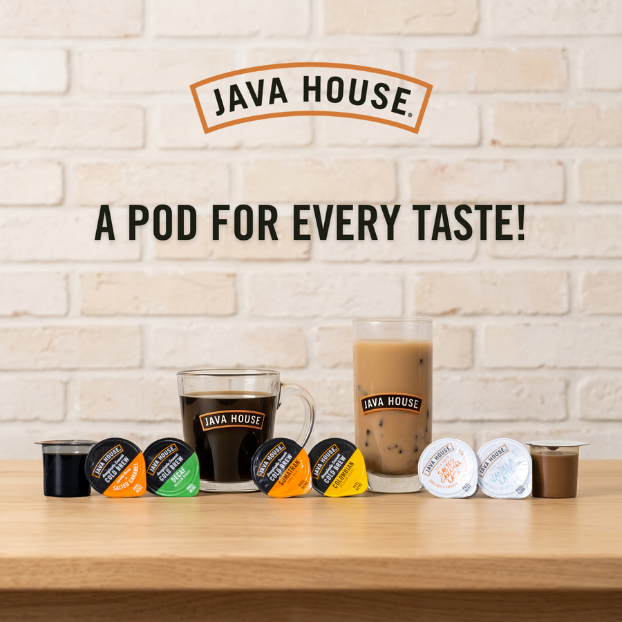 Several coffee flavors and prepared drinks