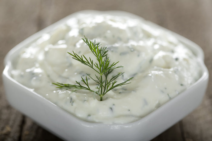 Creamy Dilly Ranch dip garnished with dill