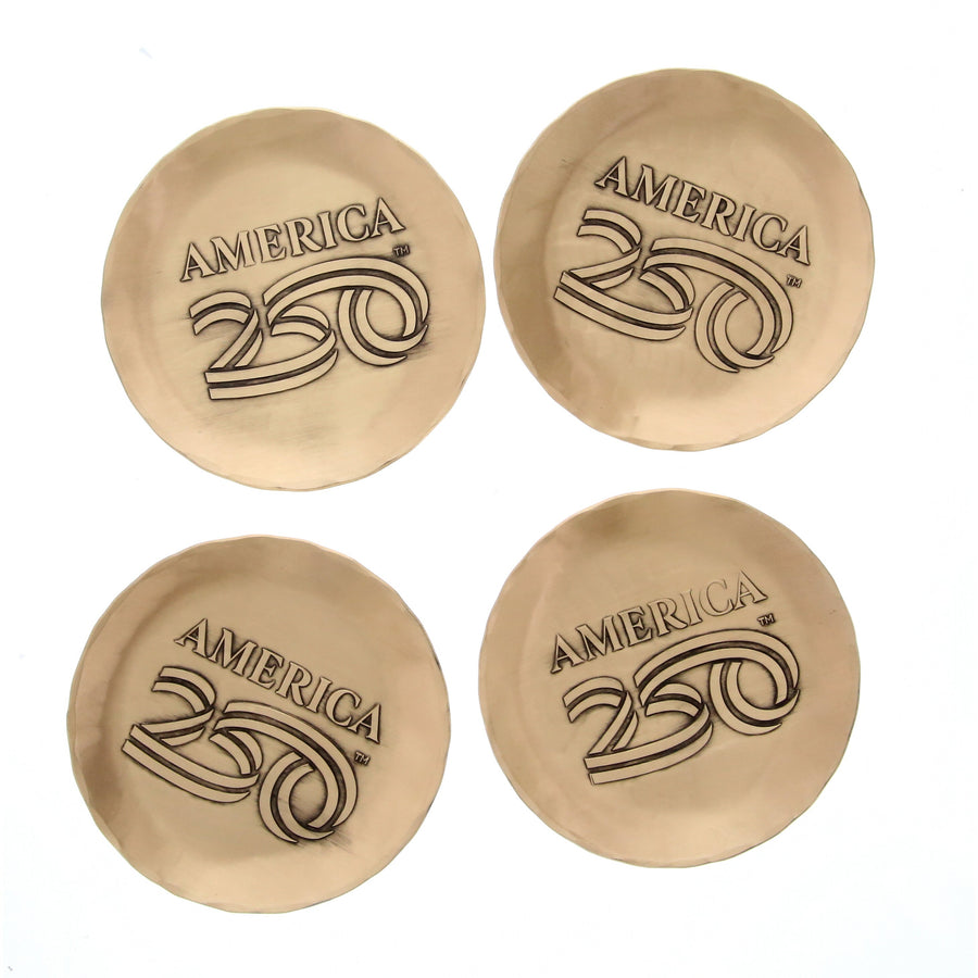 Collection display featuring America250 4-Piece Coaster Set with Caddy