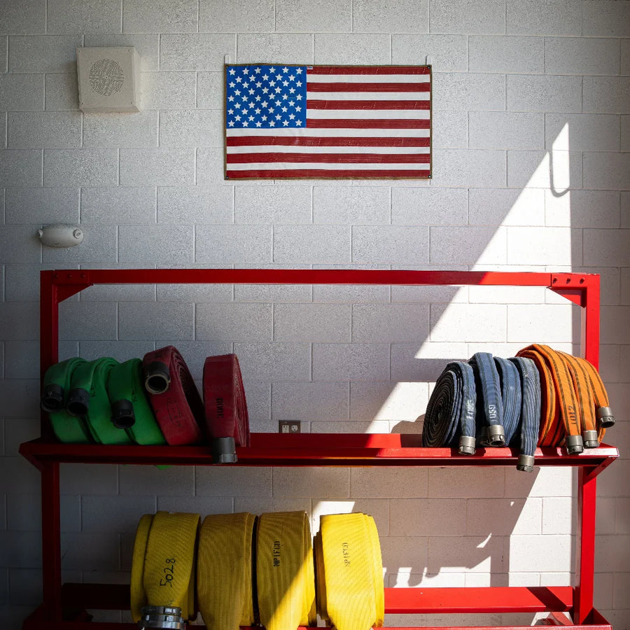 Rubber Fire Hose American Wall Flag - 24 x 42 in