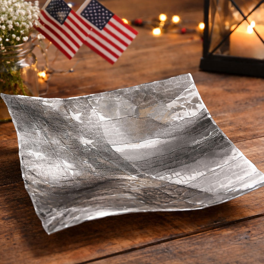 Styled display featuring American Flag Wavy Bowl- America250