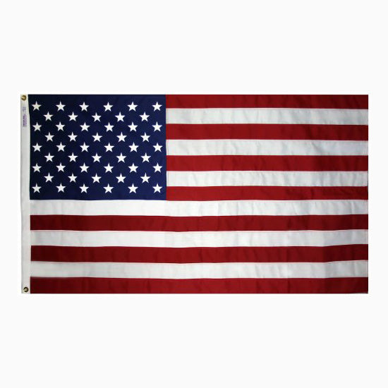 Annin Tough-Tex American flag laid flat with blue star field and red-and-white stripes