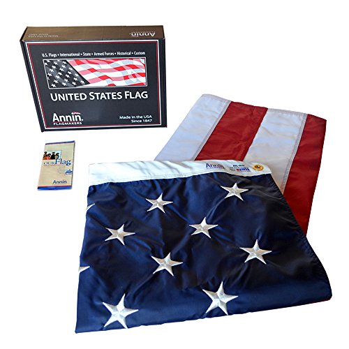 Made in USA nylon American flag with embroidered stars and sewn red and white stripes