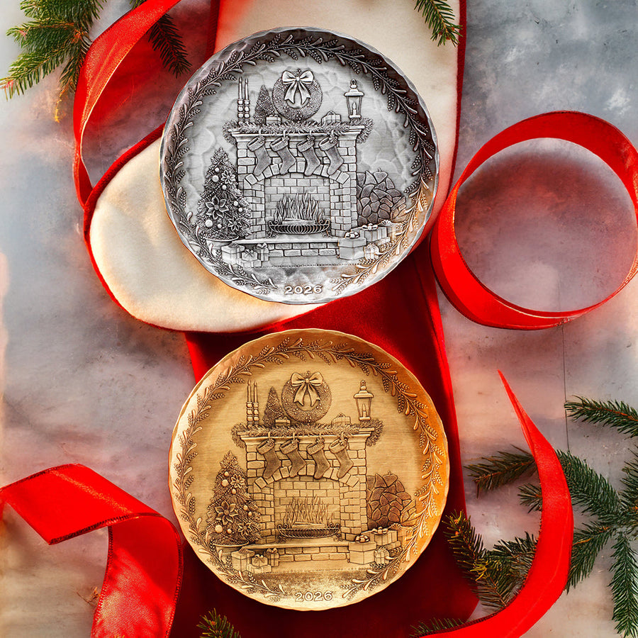 Collection display featuring 2026 Annual Plate - Cozy Christmas Hearth