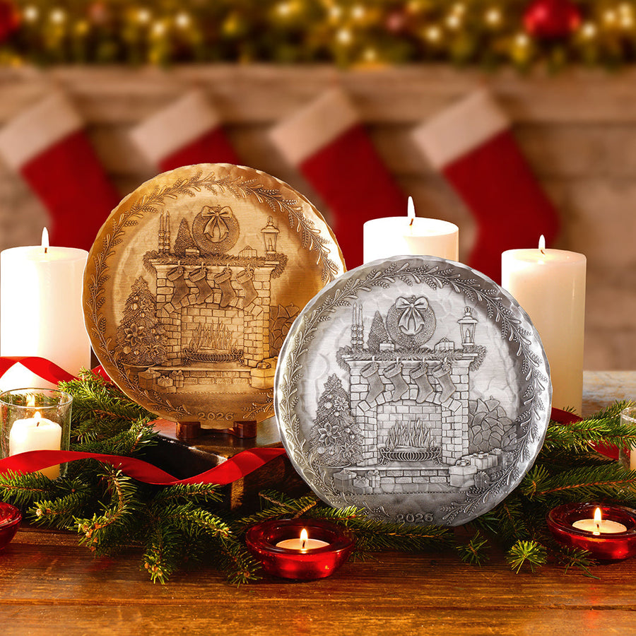 Collection display featuring 2026 Annual Plate - Cozy Christmas Hearth
