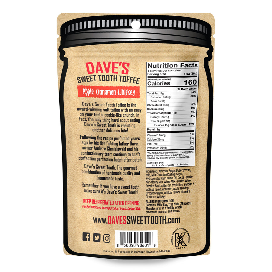 Apple Cinnamon Whiskey Toffee — back or label view