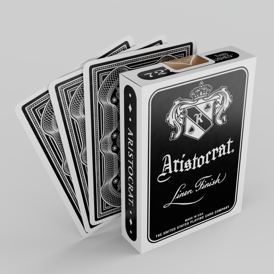 Aristocrat 727 Black Thin Crushed tuck with fanned cards