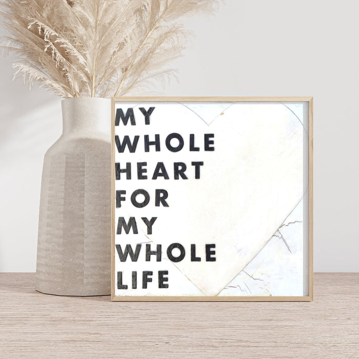 Whole Heart art print with bold lettering inside a heart outline.