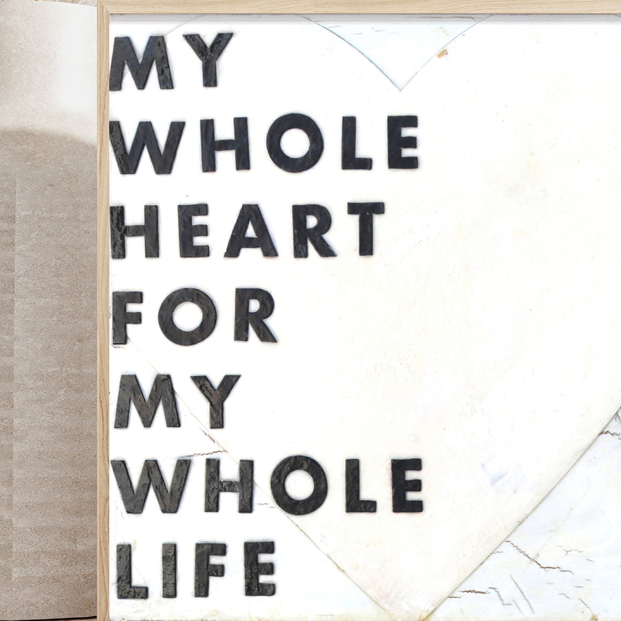 Whole Heart art print with bold lettering inside a heart outline.