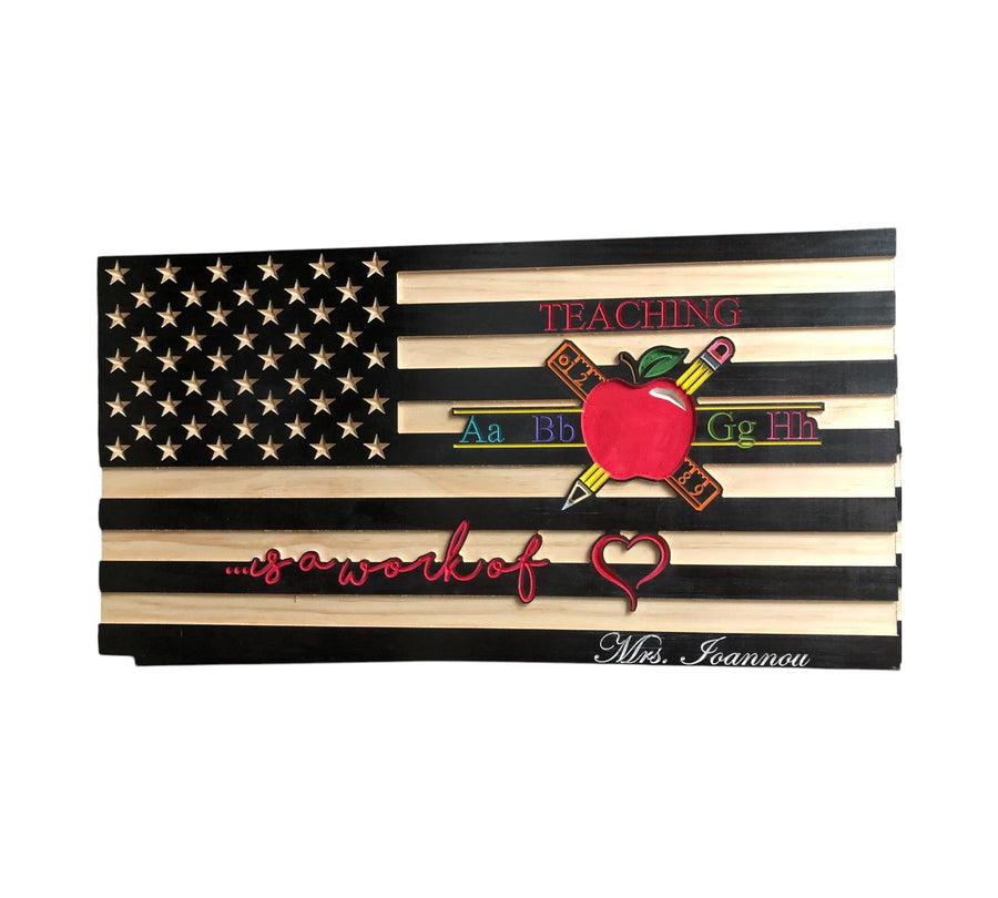 Personalized Teacher Appreciation Wooden Flag — product photo 2