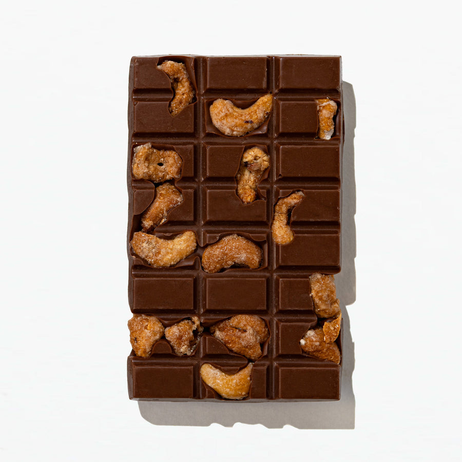 Unwrapped Salted Cashew Milk Chocolate Bar