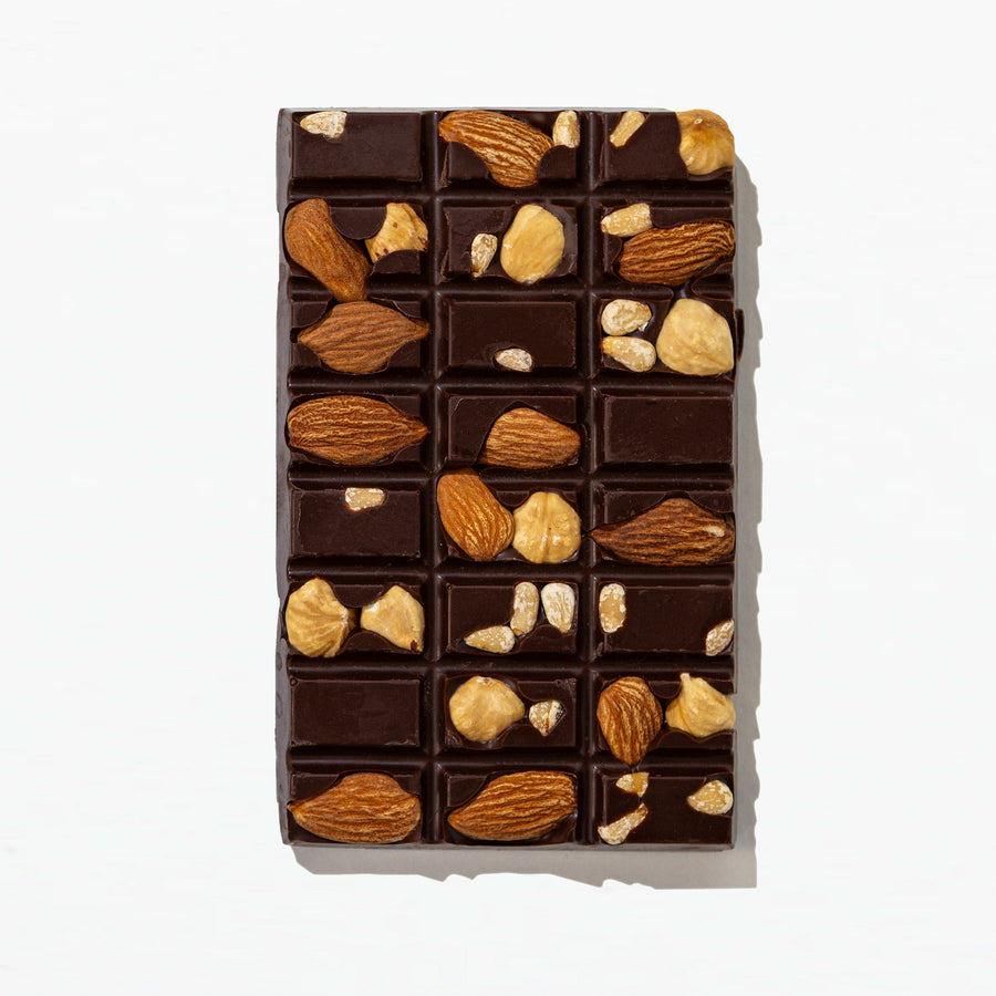 Unwrapped Triple Nut Dark Chocolate Bar