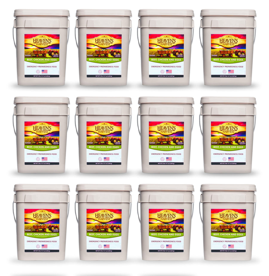 Twelve Heaven's Harvest protein food buckets