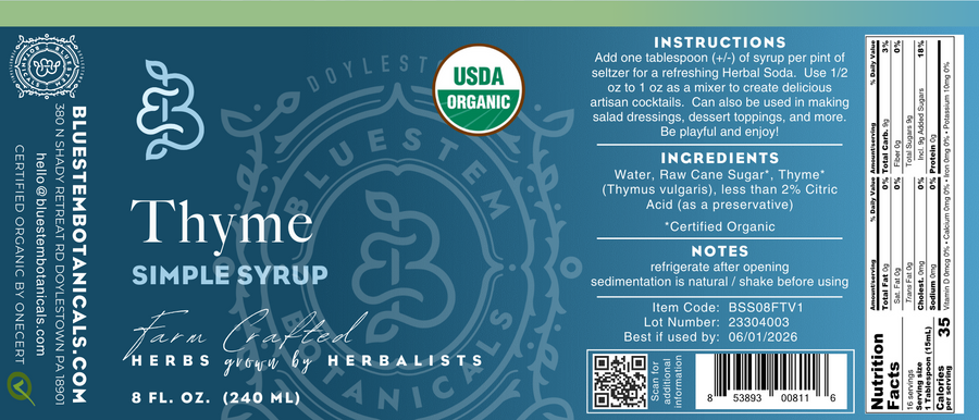 Organic Thyme Simple Syrup – botanical syrup photo 4
