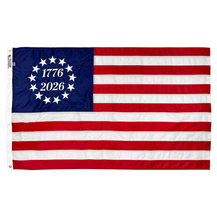 Betsy Ross 250th Flag 3'x5' - 13 Star 1776 to 2026 Nylon Flag — product photo 1