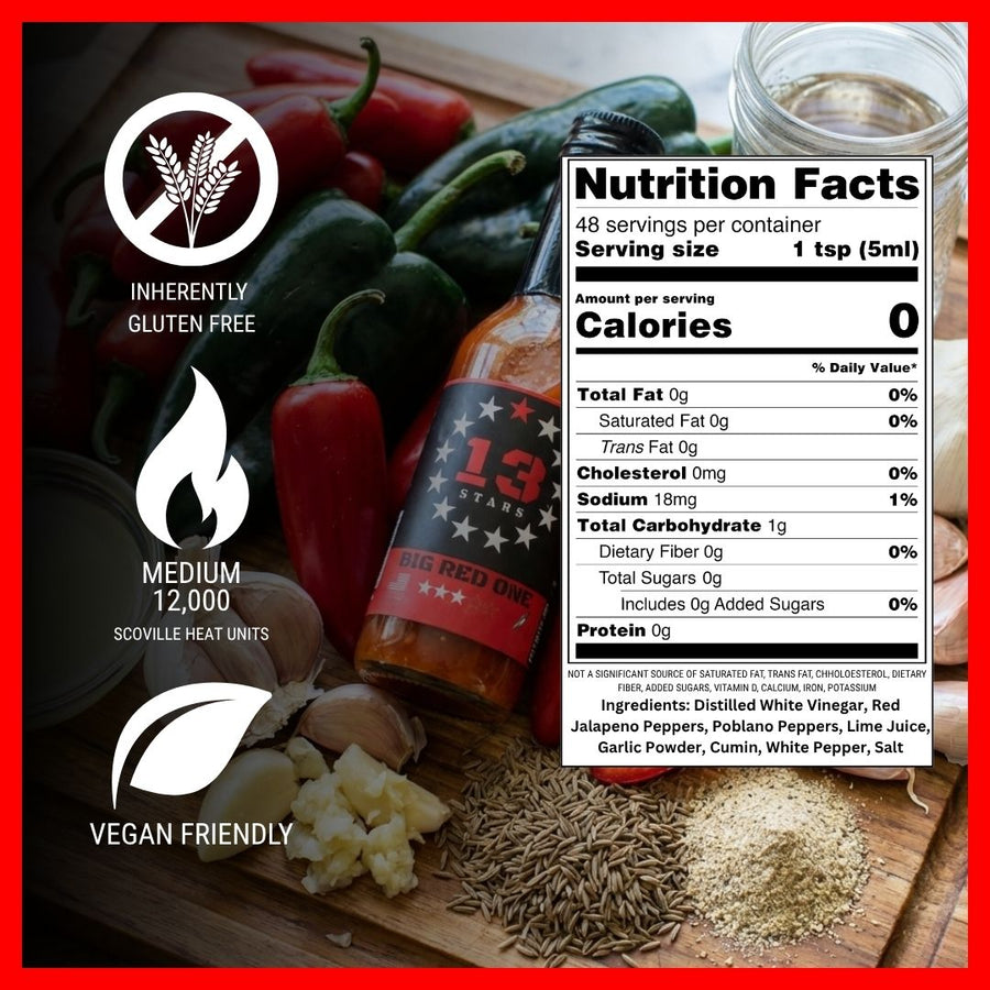 Big Red One ingredient and nutrition information graphic