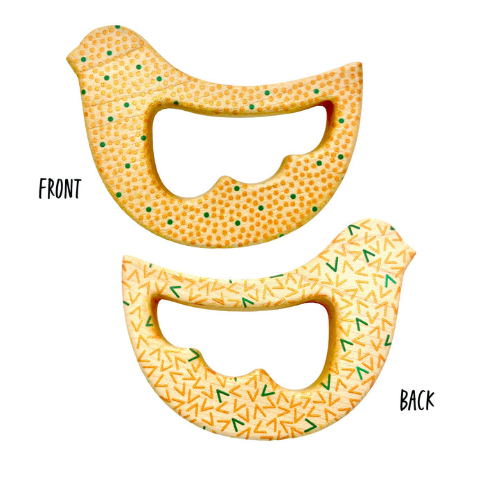 Dots Bird Maple Wood Rattle & Teether