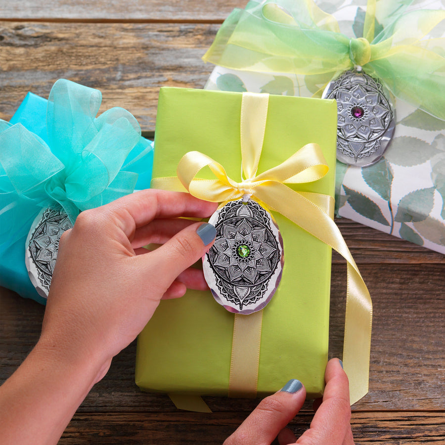 Styled display featuring Birthstone crystal ornament