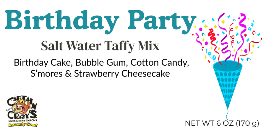 Birthday Party Salt Water Taffy Mix | Birthday Cake, Bubble Gum & Sweet Treat Flavors — snack product photograph 2