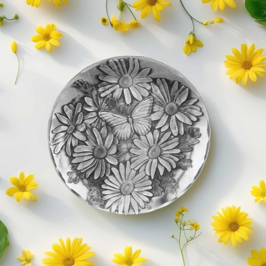 Styled display featuring Butterfly Daisy Coaster