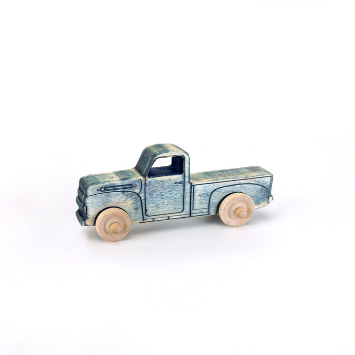 Vintage Blue Maple Toy Pickup Truck, 5.5 in.