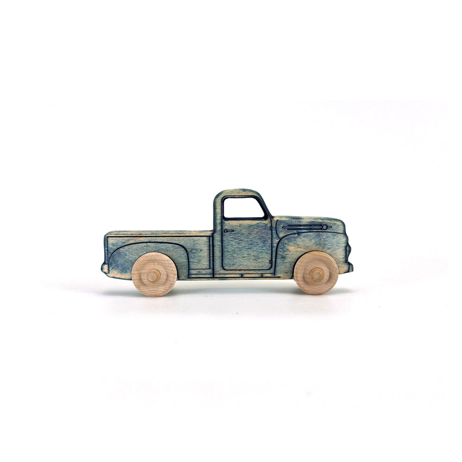Vintage Blue Maple Toy Pickup Truck, 5.5 in.