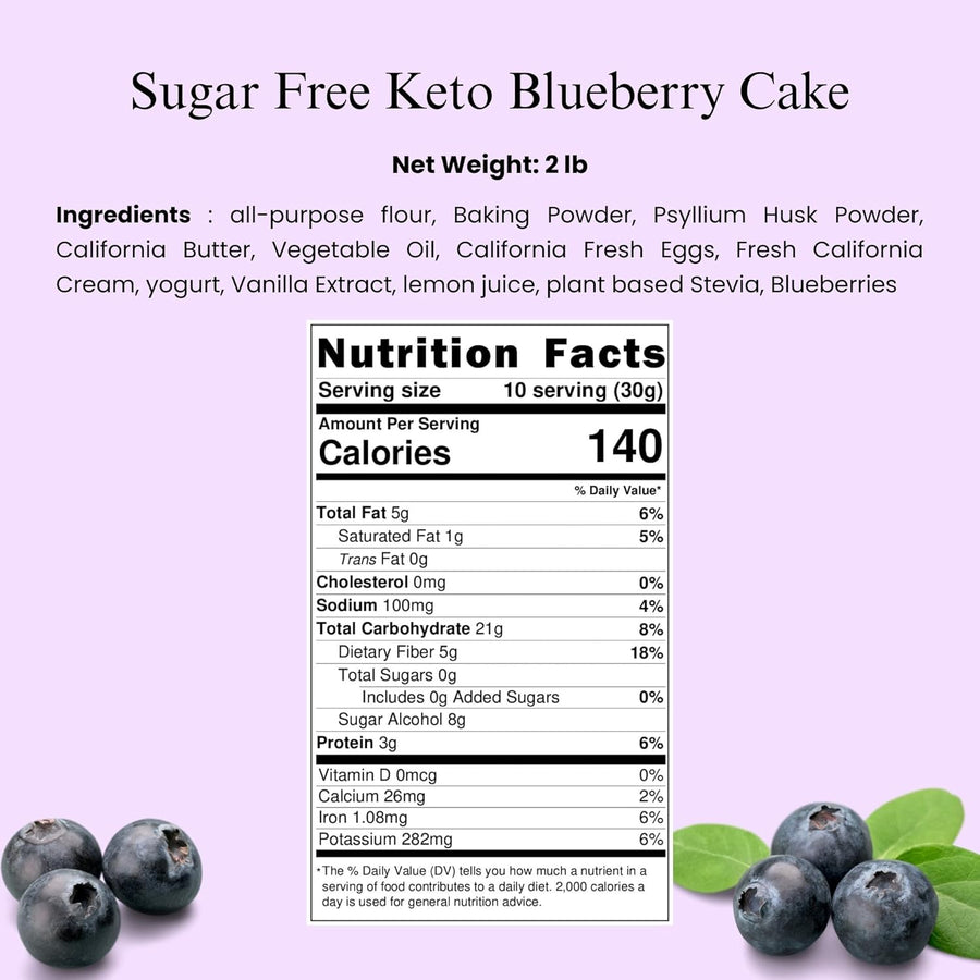 Sugar-Free Dunked Blueberry Cake, 2.5 lb