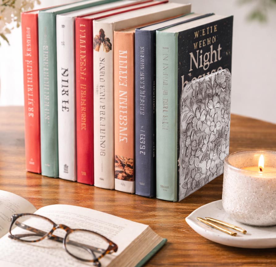 Styled display featuring Dogwood Bookends Set