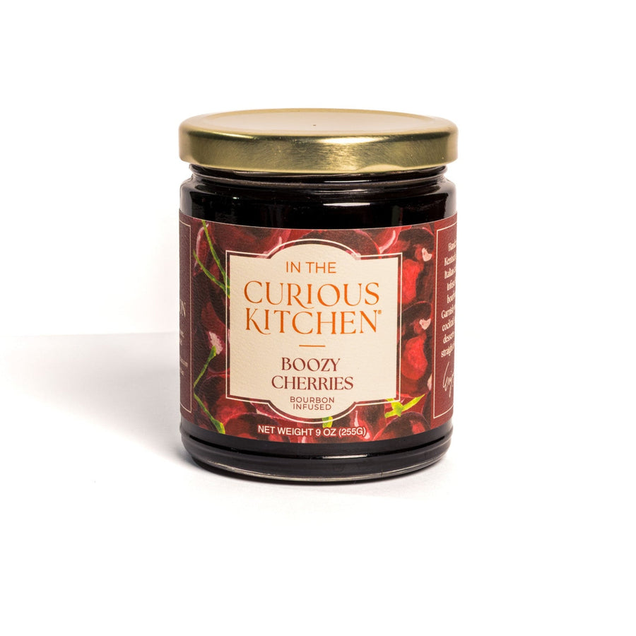 Boozy Cherries cocktail-cherry jar, front label