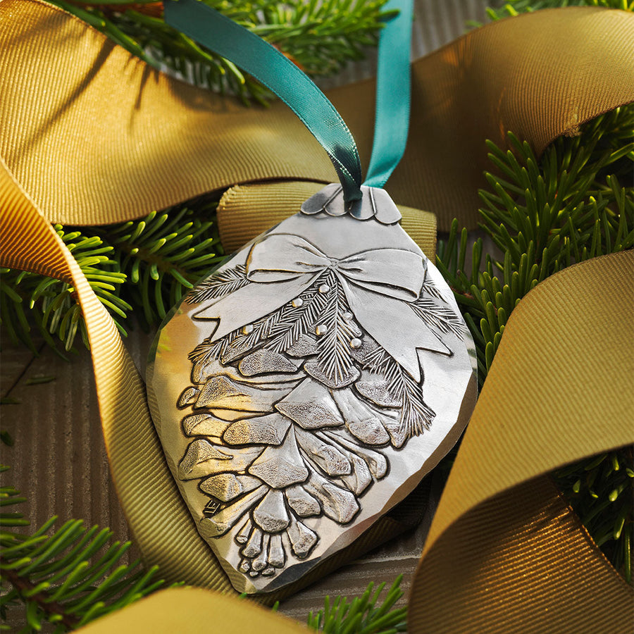 Styled display featuring Pinecone Bulb Ornament