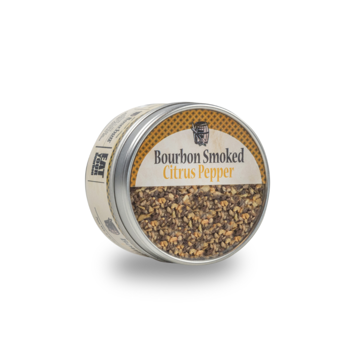 Bourbon Smoked Citrus Pepper – Orange Peel & Garlic – product packaging image