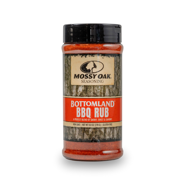 Mossy Oak Bottomland BBQ Rub – Smoky Sweet, 9.8 oz – product packaging image