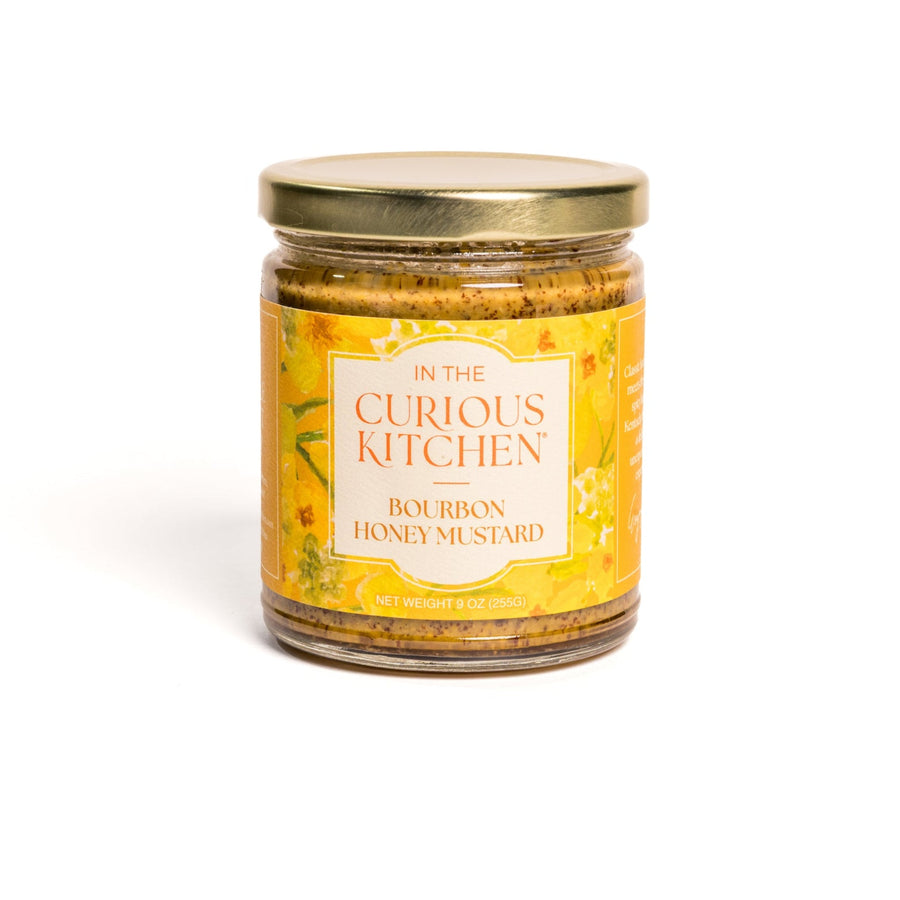 Bourbon honey mustard jar in the charcuterie condiment trio