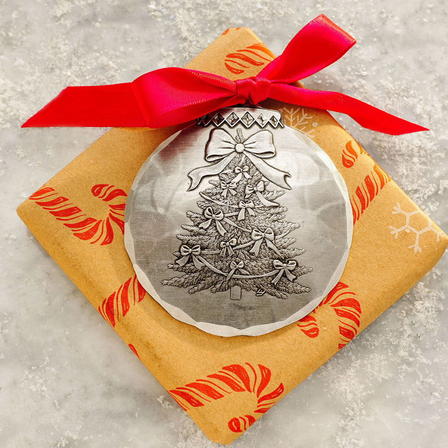 Styled display featuring Bows of Joy Christmas Ornament