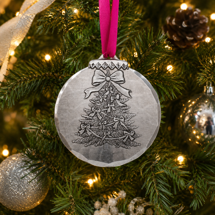 Styled display featuring Bows of Joy Christmas Ornament